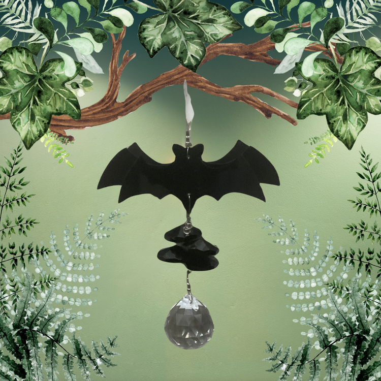 Black Bat Tiny Crystal Suncatcher