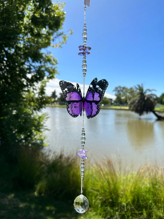 Purple Butterfly Medium Crystal Suncatcher