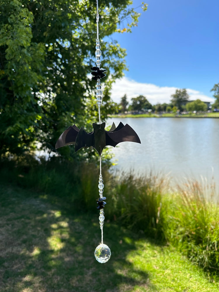 Black Bat Medium Crystal Suncatcher