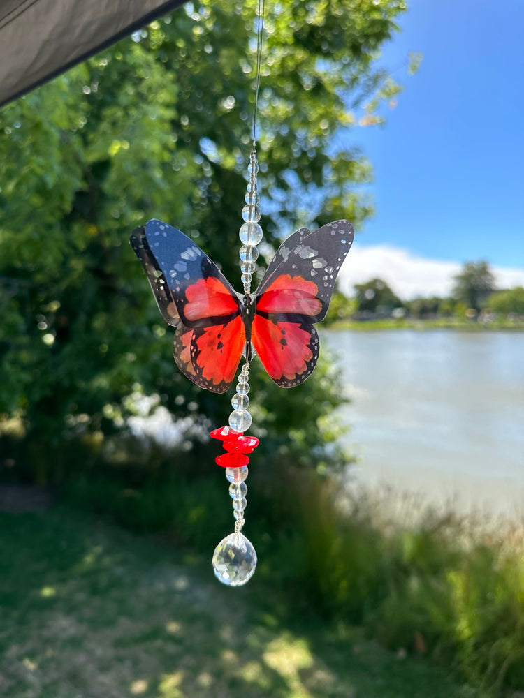 Red Butterfly Small Crystal Suncatcher