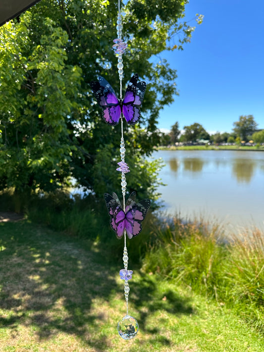 Purple Butterfly Large/Double Crystal Suncatcher