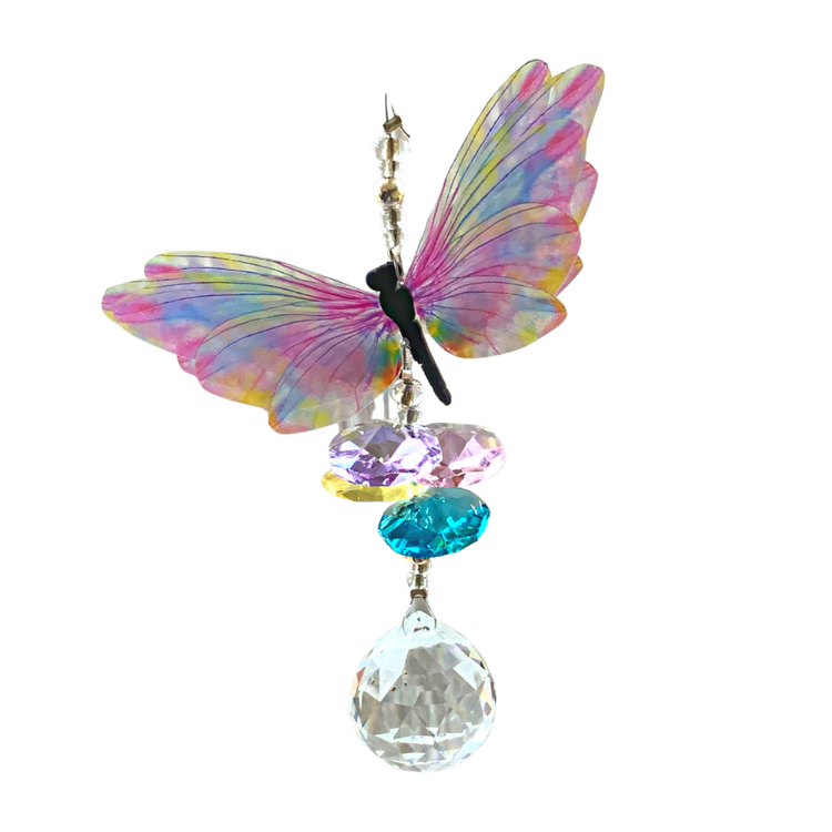 Rainbow Dragonfly Tiny Crystal Suncatcher